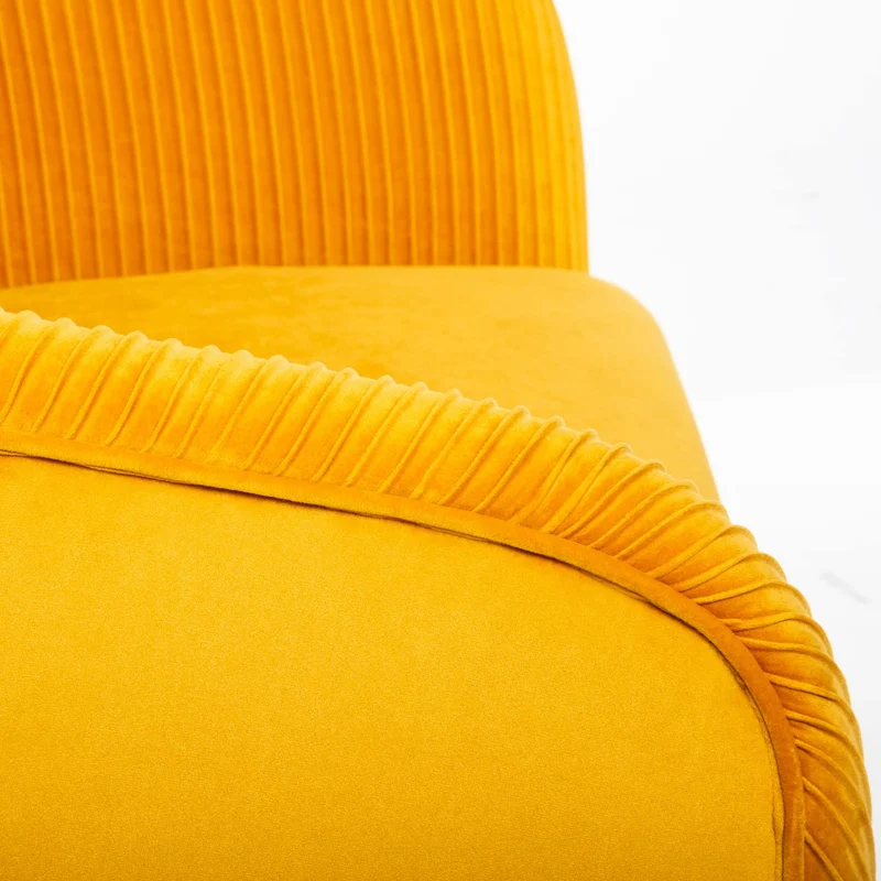 Atmosphera - Fauteuil Solaro Moutarde en Velours plissé