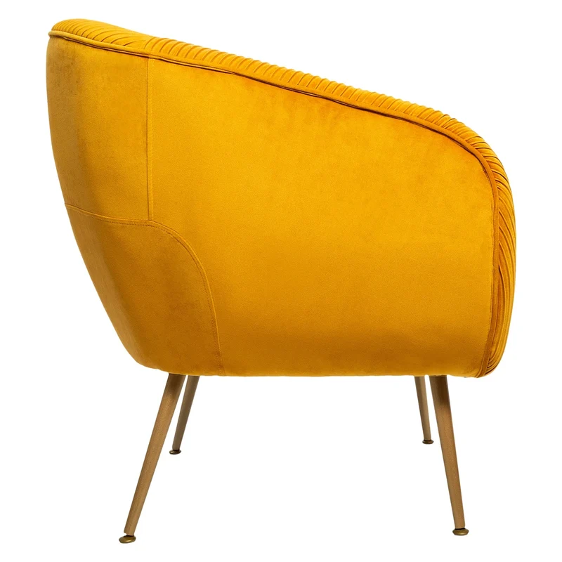 Atmosphera - Fauteuil Solaro Moutarde en Velours plissé