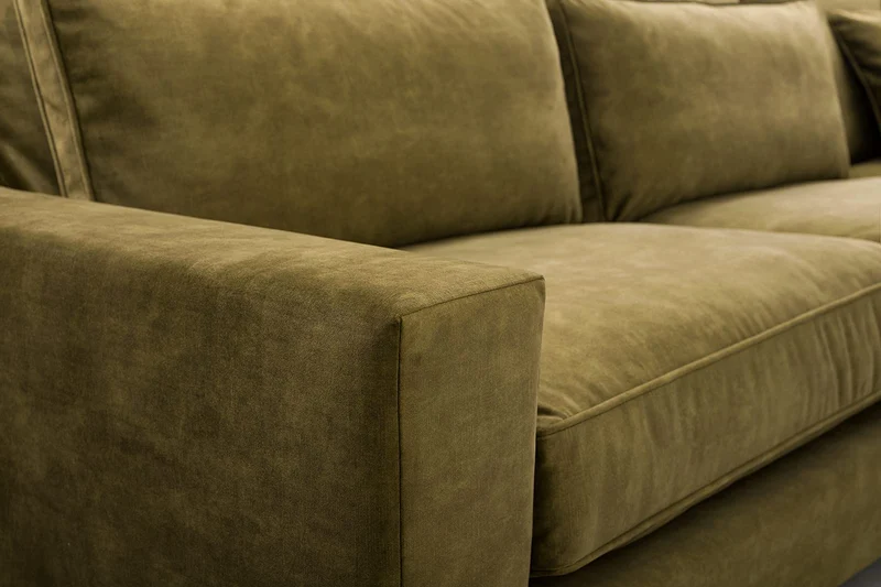 Siblo Canapé d'angle avec Coussins 90x310x224 cm - CORBLACK Collection - Elégant Canape 4 Places - Meubles de Salon - Confortable Canapé - Vert - Côté Droit
