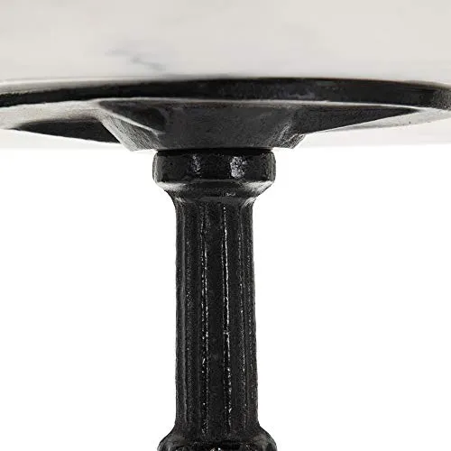Lolahome Table de Salle à Manger Ronde en marbre et métal Vintage Noir/Blanc 80 x 71 cm