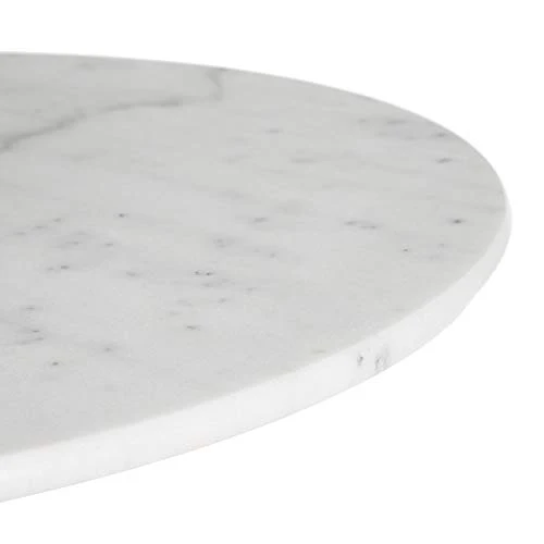 Lolahome Table de Salle à Manger Ronde en marbre et métal Vintage Noir/Blanc 80 x 71 cm