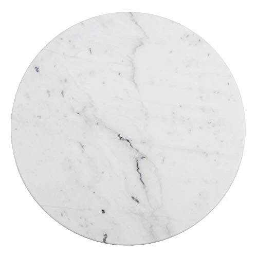 Lolahome Table de Salle à Manger Ronde en marbre et métal Vintage Noir/Blanc 80 x 71 cm