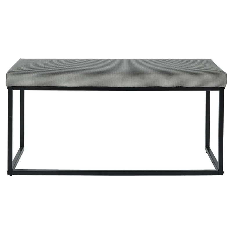 HOME DECO FACTORY HD6834 Banc Giulia Velours Cotele, Metal-Fer Textile-Polyester Rembourrage-PU, Gris Souris, 100 x 39 x 49 cm