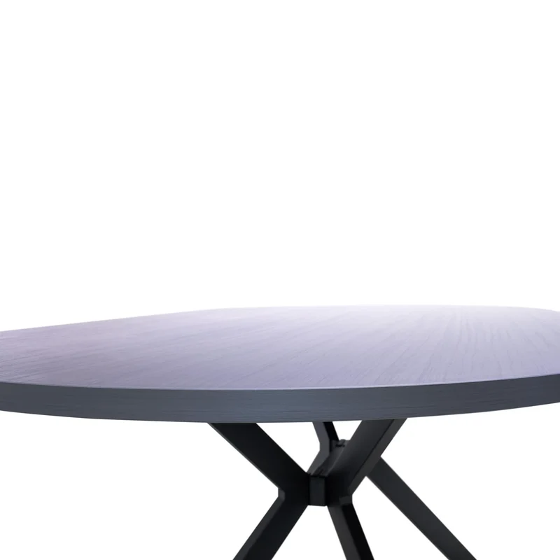 FRANKYSTAR Marui - Table à manger ovale en bois et métal avec pied central Ashi 150 x 90 cm - gris effet bois