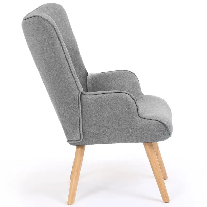 IDMarket - Fauteuil scandinave Ivar en Tissu Gris Clair