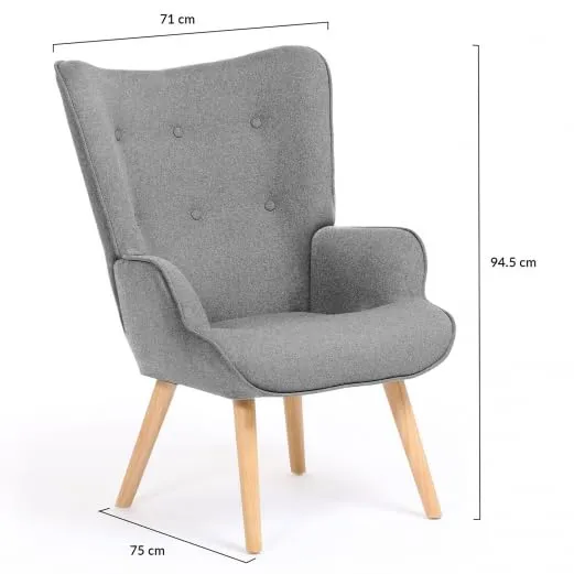 IDMarket - Fauteuil scandinave Ivar en Tissu Gris Clair