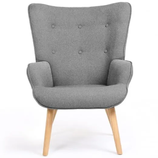 IDMarket - Fauteuil scandinave Ivar en Tissu Gris Clair
