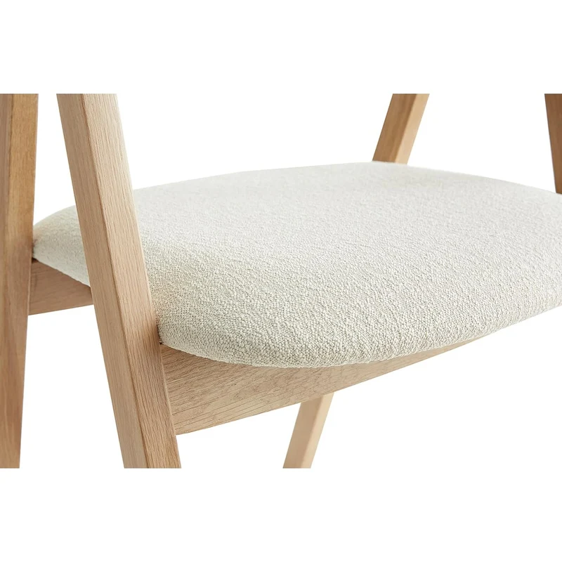 Miliboo Chaises scandinaves en Bois Clair chêne Massif et Tissu Effet Laine bouclée écru (Lot de 2) LOVA