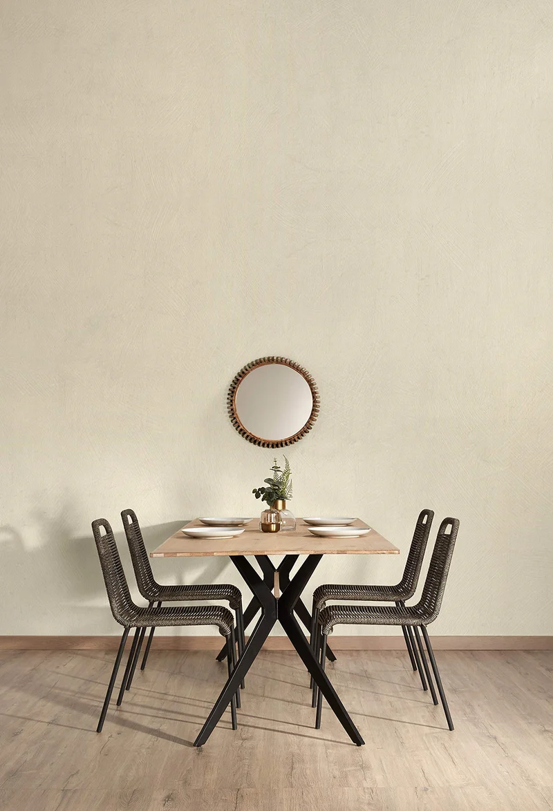 Kave Home - Chaise de Salle à Manger Lambton Marron Clair en Corde en Polyester et Pieds en Acier Noir pour Usage intérieur et extérieur