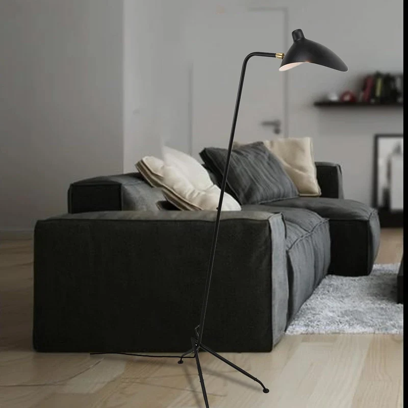 Alpinaluz Lampadaire trépied avec écran orientable - Design avant-gardiste en aluminium noir mat, culot E27, 160 cm, éclairage intérieur pour salon ou studio