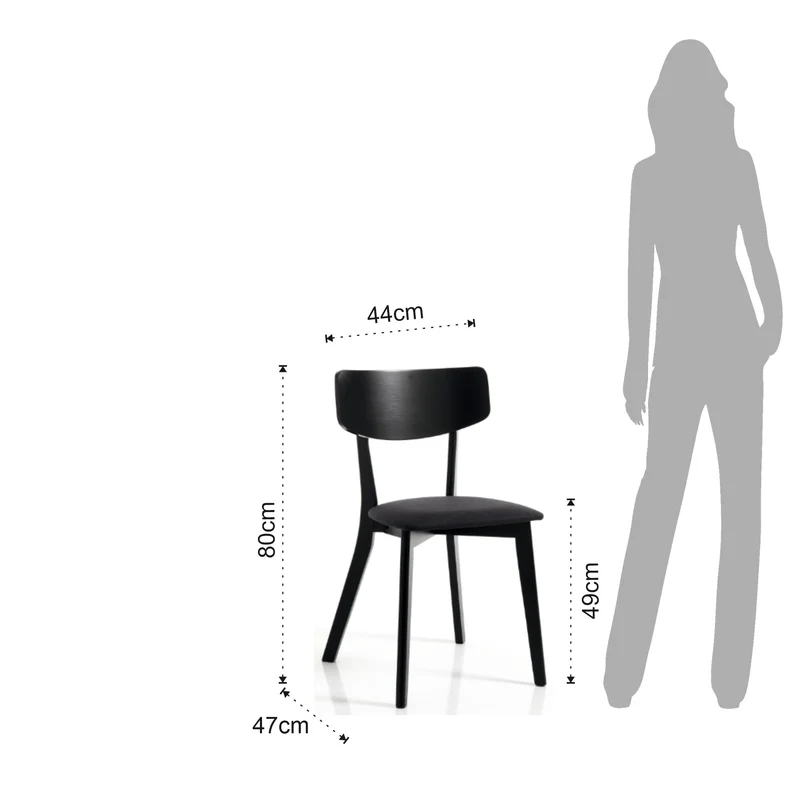 Wink Design Valenza Black Lot de 2 chaises, Noir Mat, 80 x 44 x 47 cm