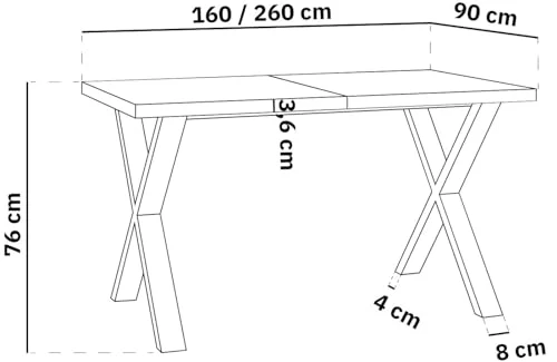 WFL GROUP Table de Salle à Manger rectangulaire Extensible - Grande Table de Style Moderne avec Pieds métalliques Blanc - 160 à 260 cm - Compacte - Marbre Blanc