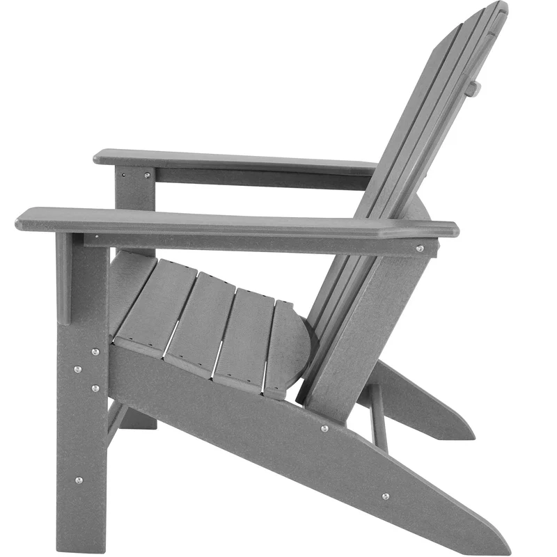 TecTake 800814 Chaise de Jardin Extérieur Design Adirondack Forme Ergonomique Résistant aux Intempéries Charge Max. 120 Kg – Diverses Couleurs (Gris-Gris)