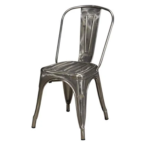 DUHOME Chaises de Salle à Manger Cuisine, Lot de Chaise Bistrot Industriel en Métal, Empilables Chaise de Cuisine, Scandinave Chaise Tabouret pour Bar, Café, Restaurant, Jardin (1PCS, Métallique)