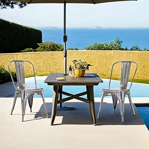 DUHOME Chaises de Salle à Manger Cuisine, Lot de Chaise Bistrot Industriel en Métal, Empilables Chaise de Cuisine, Scandinave Chaise Tabouret pour Bar, Café, Restaurant, Jardin (1PCS, Métallique)