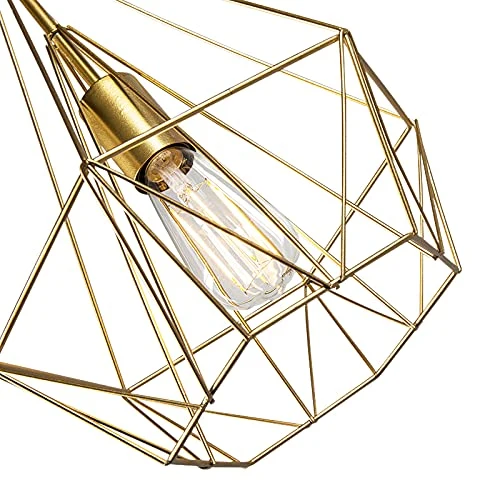 Qazqa carcass - Suspension - 1 lumière - Ø 270 mm - Doré/Laiton - Design, Moderne - éclairage intérieur - Salon I Chambre I Cuisine I Salle à manger