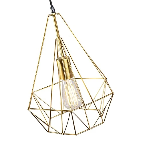 Qazqa carcass - Suspension - 1 lumière - Ø 270 mm - Doré/Laiton - Design, Moderne - éclairage intérieur - Salon I Chambre I Cuisine I Salle à manger