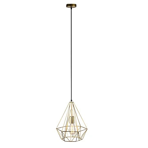 Qazqa carcass - Suspension - 1 lumière - Ø 270 mm - Doré/Laiton - Design, Moderne - éclairage intérieur - Salon I Chambre I Cuisine I Salle à manger