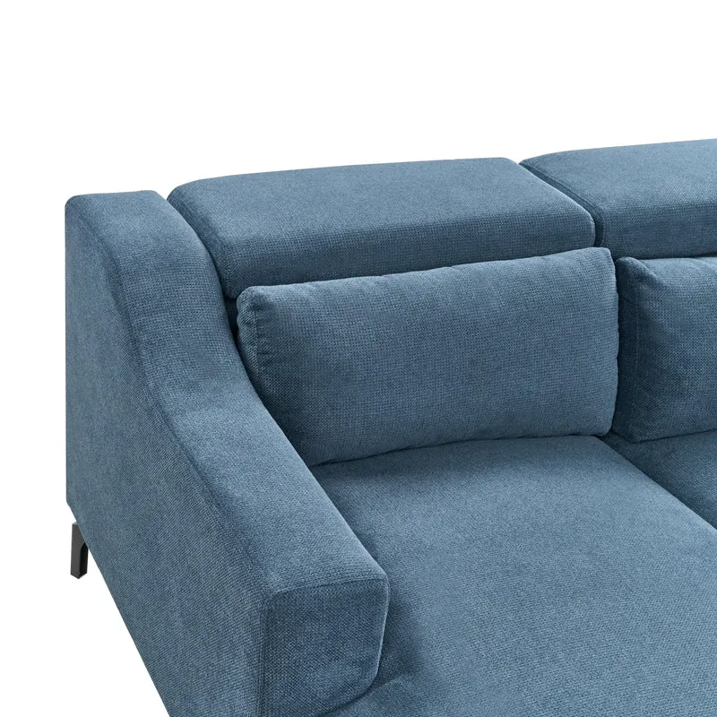 Canapé d'Angle en Velours Bleu Foncé avec Appuis-tête Réglable pour Salon Moderne Beliani