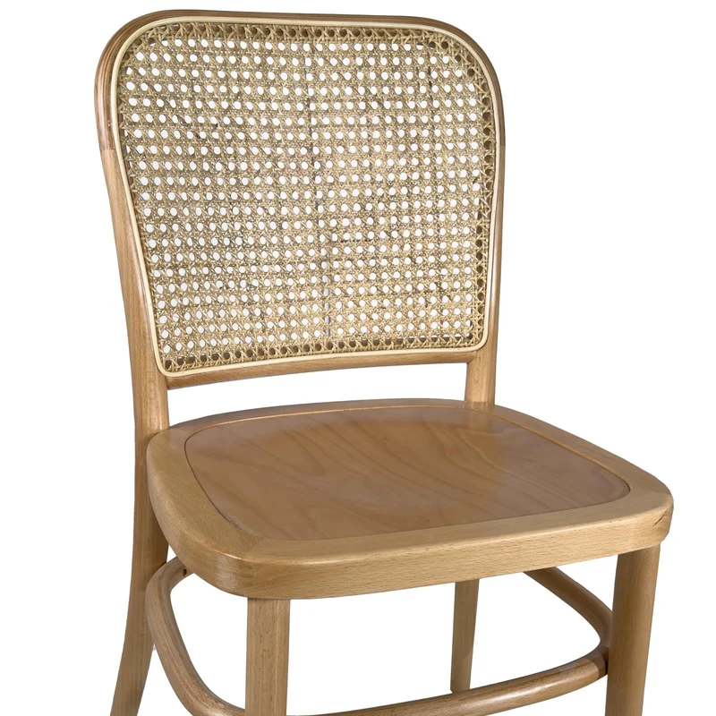 KAYELLES Lot de 2 chaises Design Vintage Bois Massif et rotin Naturel MENO