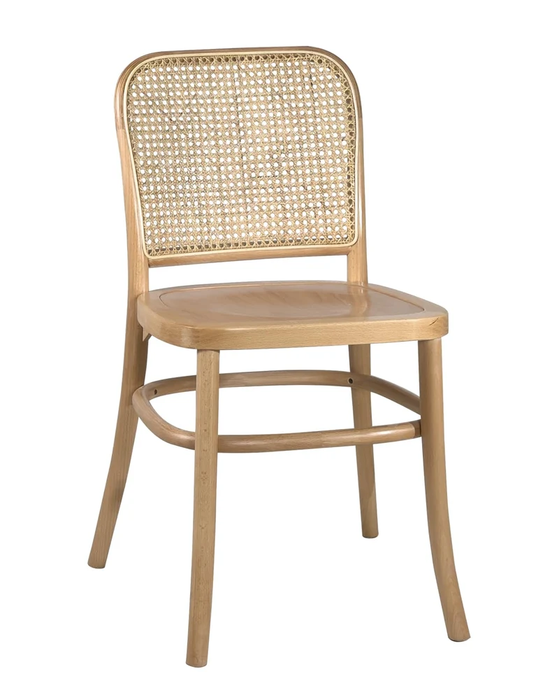KAYELLES Lot de 2 chaises Design Vintage Bois Massif et rotin Naturel MENO
