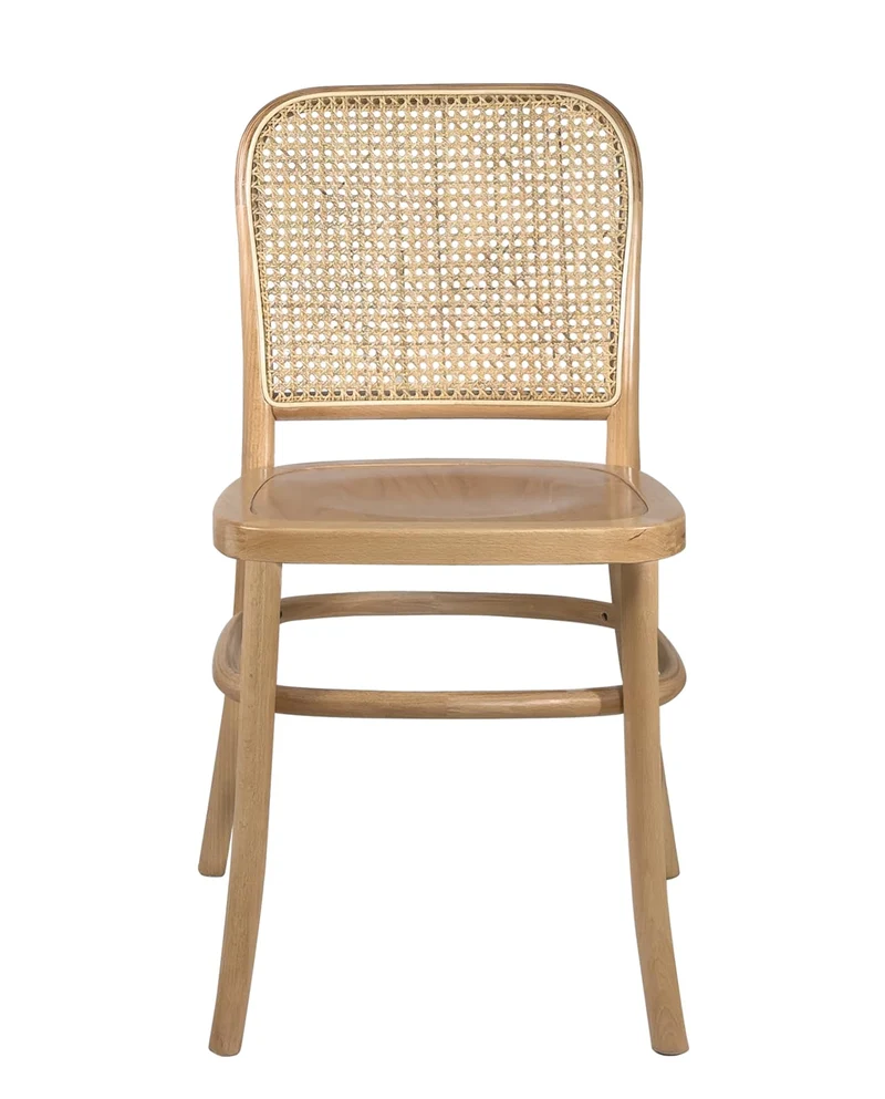 KAYELLES Lot de 2 chaises Design Vintage Bois Massif et rotin Naturel MENO