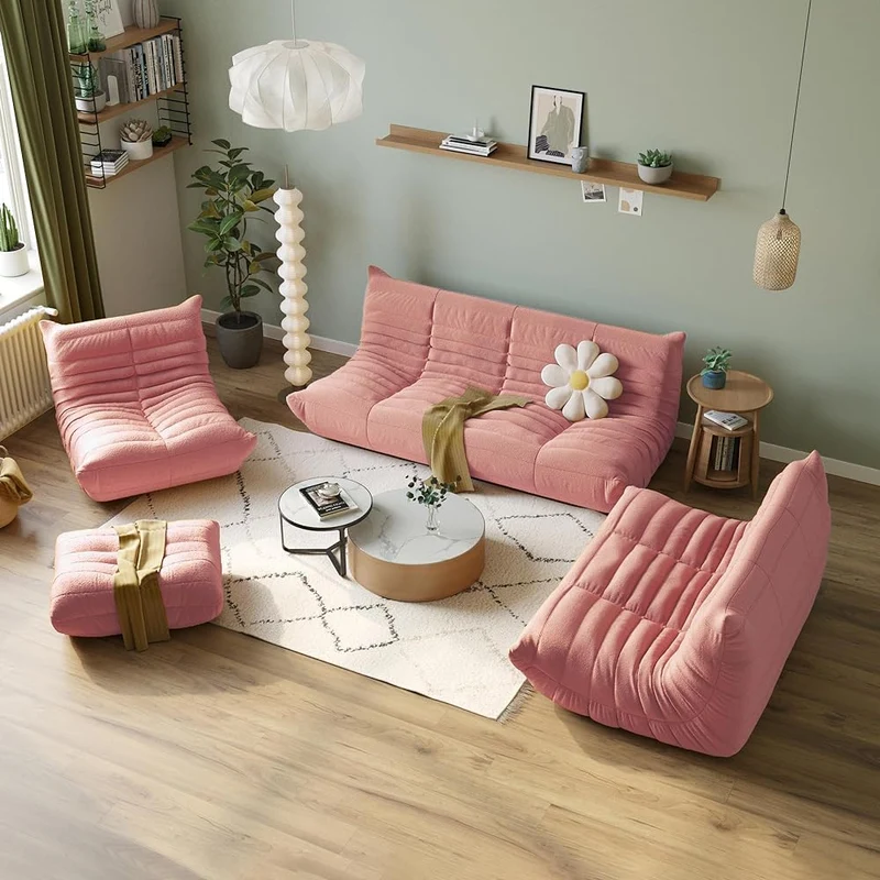 Pouf poire en velours avec chaise longue au coin du feu, chaise d'appoint Togo pour salon, chambre à coucher, salon et bureau 2 places (taille double, couleur : D)
