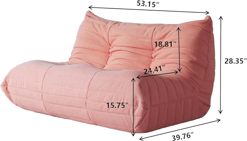 Pouf poire en velours avec chaise longue au coin du feu, chaise d'appoint Togo pour salon, chambre à coucher, salon et bureau 2 places (taille double, couleur : D)