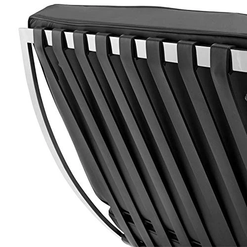 Furnwise Fauteuil de salon moderne en cuir avec cadre en acier inoxydable poli (noir)