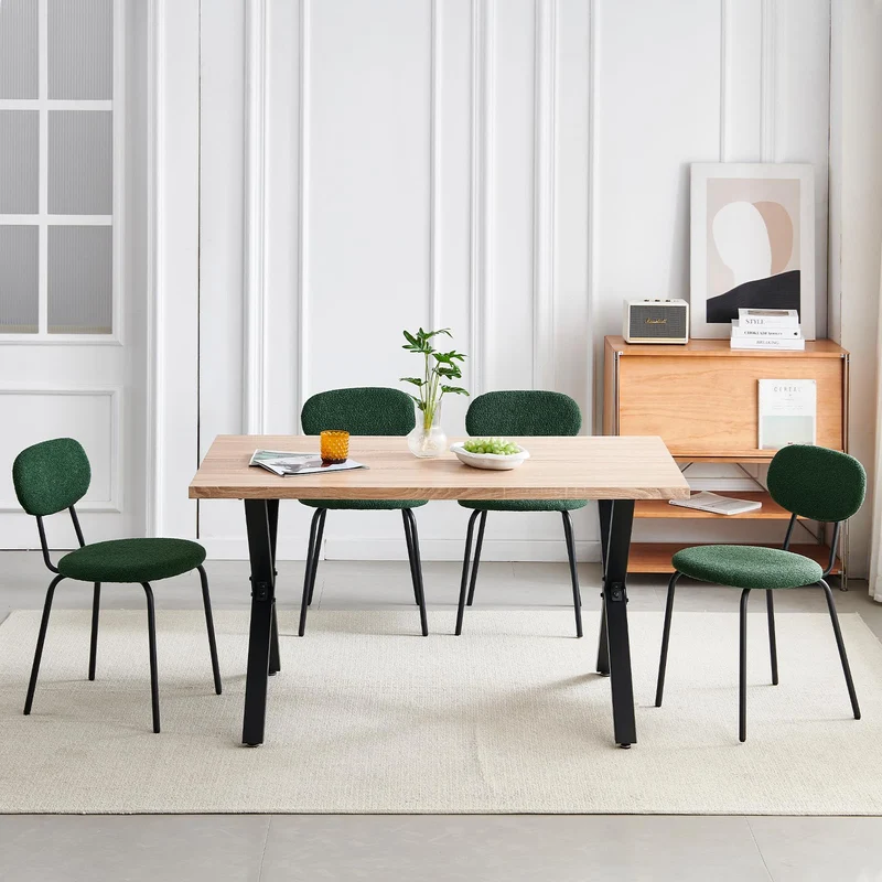 ANVOFONG Chaises de Salle à Manger Lot de 2,Chaises de Cuisine en Tissu Teddy,Chaises Longues Empilables,Convient à la Salle à Manger,La Cuisine,La Chambre à Coucher,La Salle de Réception-Vert