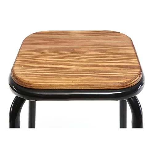 Miliboo Tabourets de Bar empilables Noir et Bois foncé H77.5 cm (Lot de 2) Memphis