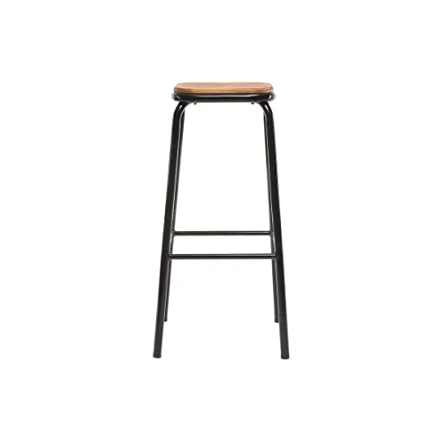 Miliboo Tabourets de Bar empilables Noir et Bois foncé H77.5 cm (Lot de 2) Memphis