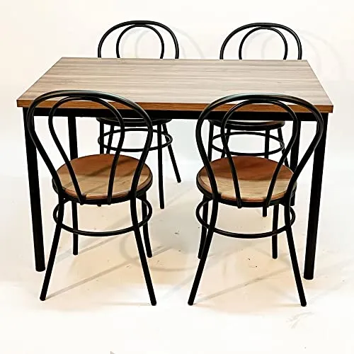 Addecor - Lot de 2 chaises de Salle à Manger - modèle Edna - Couleur Noire - 89 x 36 x 40 cm - chaises de Salon en Fer et Bois - idéales pour Les projets d'hôtellerie