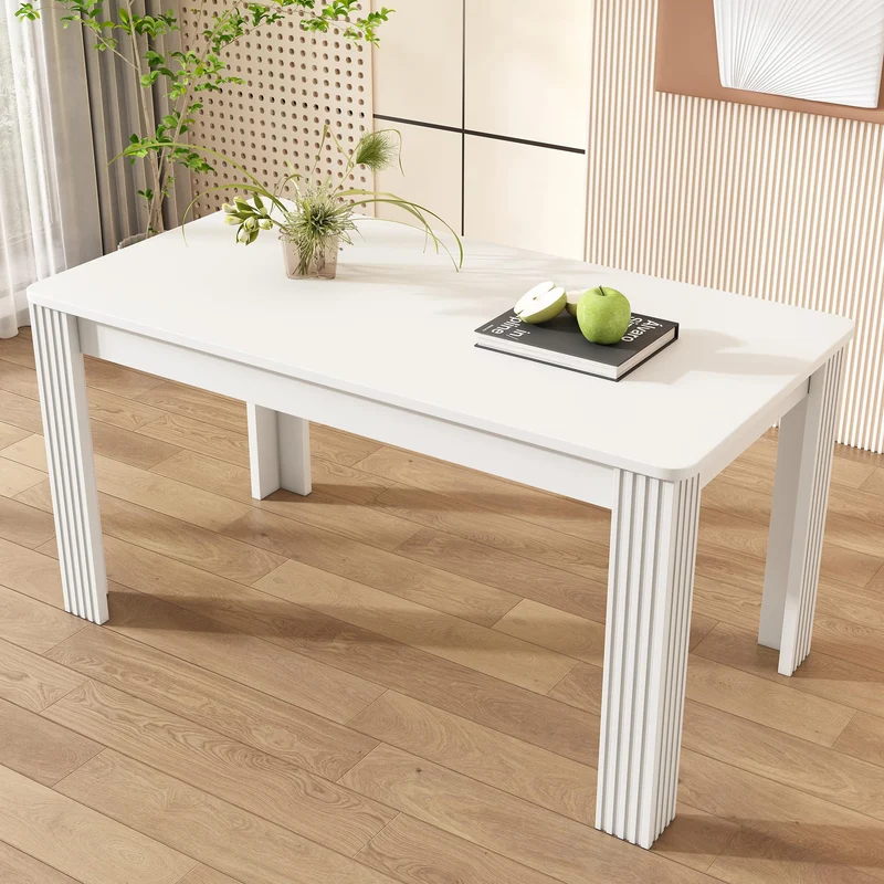 Merax Table à Manger en Bois, Table de Salle à Manger rectangulaire, Table de Cuisine Moderne pour Salon et Salle à Manger, 117 x 68 x 75 cm (L x l x H) - Blanc