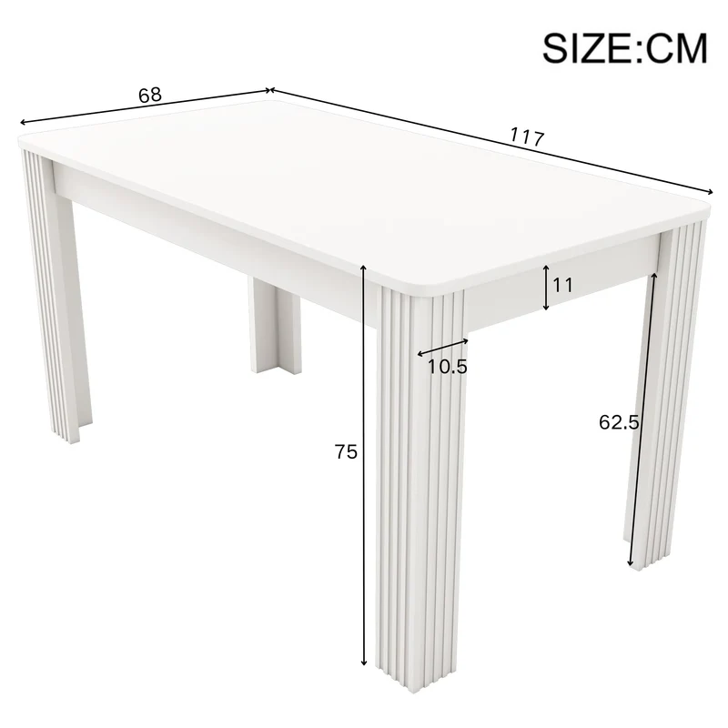 Merax Table à Manger en Bois, Table de Salle à Manger rectangulaire, Table de Cuisine Moderne pour Salon et Salle à Manger, 117 x 68 x 75 cm (L x l x H) - Blanc