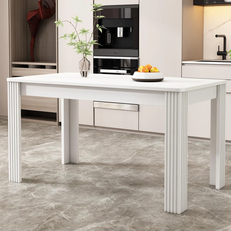 Merax Table à Manger en Bois, Table de Salle à Manger rectangulaire, Table de Cuisine Moderne pour Salon et Salle à Manger, 117 x 68 x 75 cm (L x l x H) - Blanc