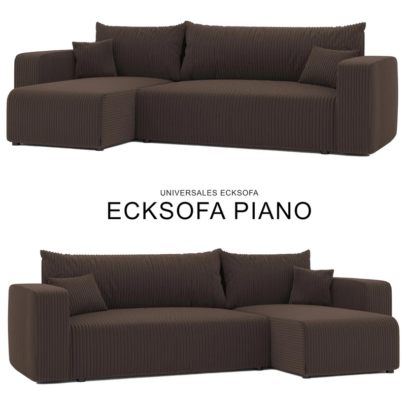 GREKPOL Canapé d'angle Convertible 145x248 à Gauche ou à Droite - Canapé 3 Places Convertible - Canapé avec Espace de Rangement - Canapé Lit - Canapé Convertible - Sofa Marron
