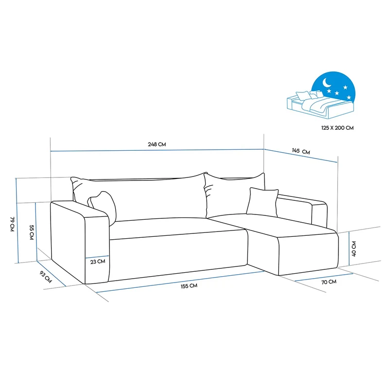 GREKPOL Canapé d'angle Convertible 145x248 à Gauche ou à Droite - Canapé 3 Places Convertible - Canapé avec Espace de Rangement - Canapé Lit - Canapé Convertible - Sofa Marron
