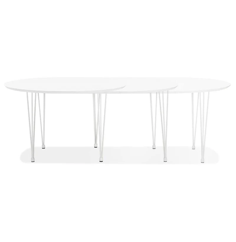 KADIMA DESIGN August Table de Salle à Manger Table de Cuisine Wood Bois Blanc (White) 120 x 120 x 73