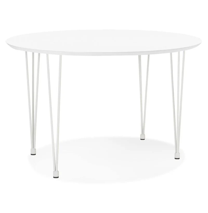 KADIMA DESIGN August Table de Salle à Manger Table de Cuisine Wood Bois Blanc (White) 120 x 120 x 73