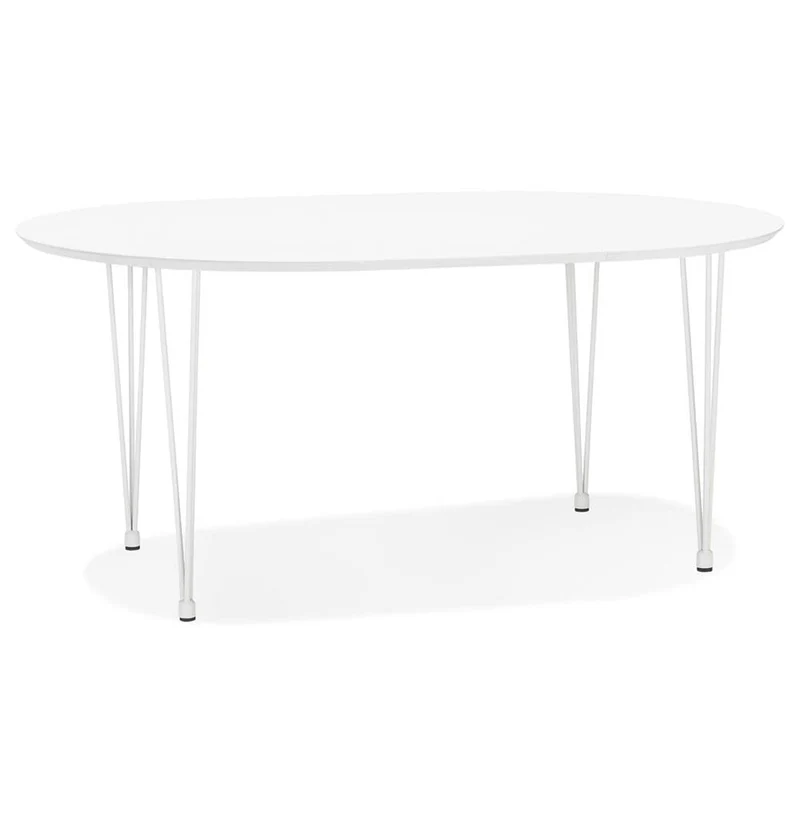 KADIMA DESIGN August Table de Salle à Manger Table de Cuisine Wood Bois Blanc (White) 120 x 120 x 73