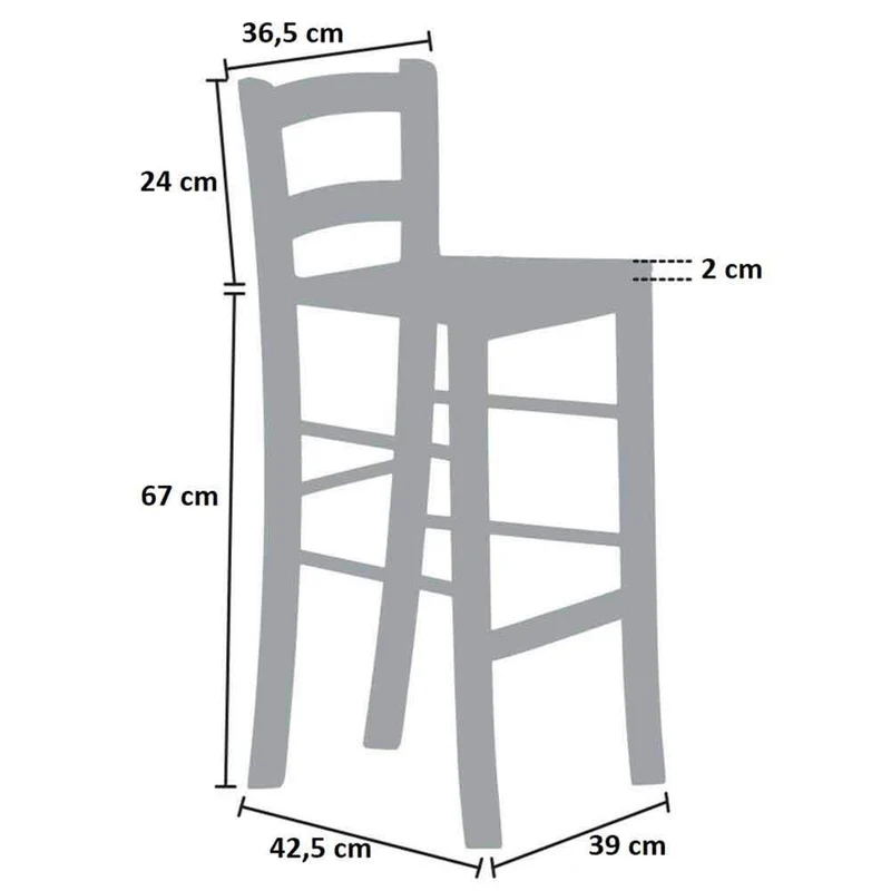 Chaise Tabouret en Bois Massif H 67 cm Brut à Peindre Neuf déjà monté