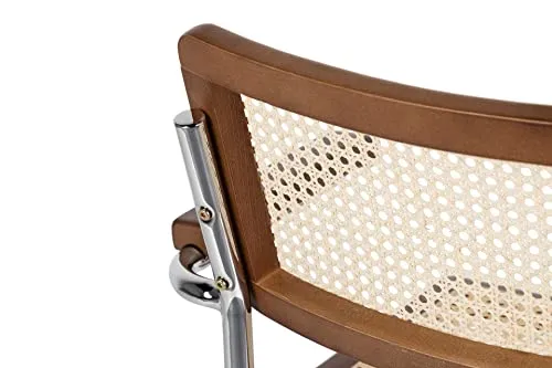 Adda Home Chaise, Bois d'orme/rotin, Marron/argenté, 64X52X83 CM