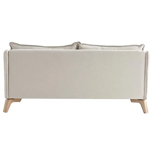 Miliboo Canapé 3 Places éco-Responsable en Tissu Beige Clair et Bois Clair Forest