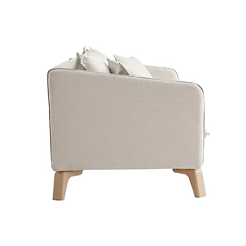 Miliboo Canapé 3 Places éco-Responsable en Tissu Beige Clair et Bois Clair Forest