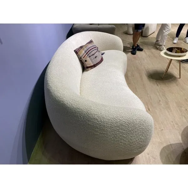 MATHI DESIGN Moon - Canapé 3 Places Tissu bouclé Blanc
