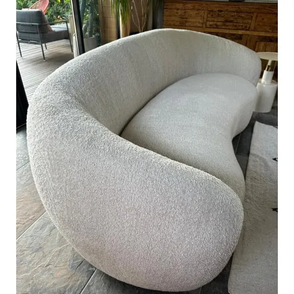 MATHI DESIGN Moon - Canapé 3 Places Tissu bouclé Blanc