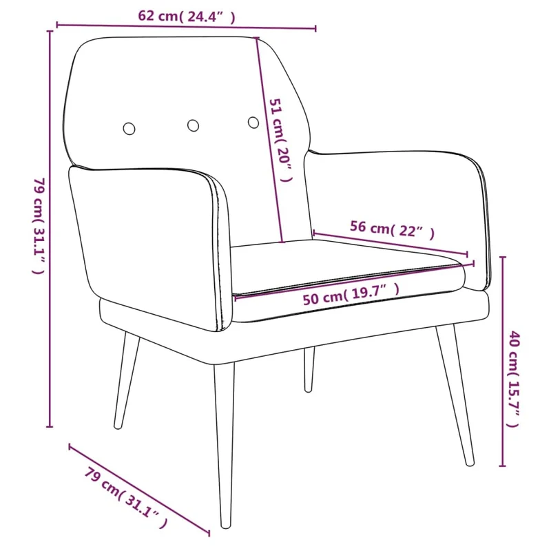 vidaXL Fauteuil Noir 62x79x79 cm Velours
