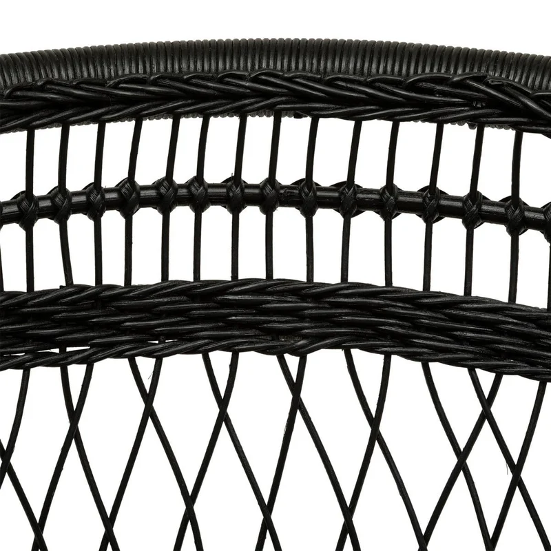 PEGANE Fauteuil en Bois de rotin Coloris Noir - Longueur 65 x Profondeur 72 x Hauteur 82 cm