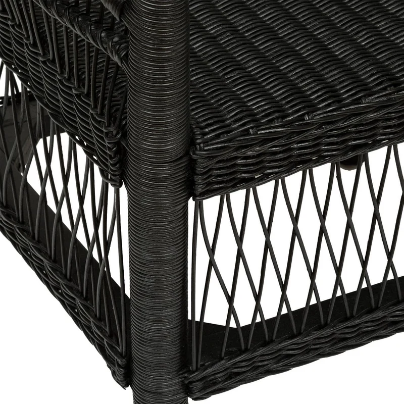 PEGANE Fauteuil en Bois de rotin Coloris Noir - Longueur 65 x Profondeur 72 x Hauteur 82 cm